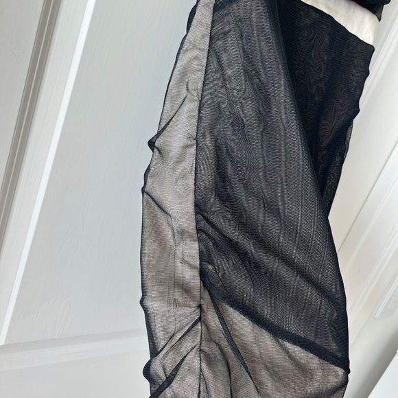 Black & Beige Sheer Overlay Halter Mini Dress - Picture 11 of 14